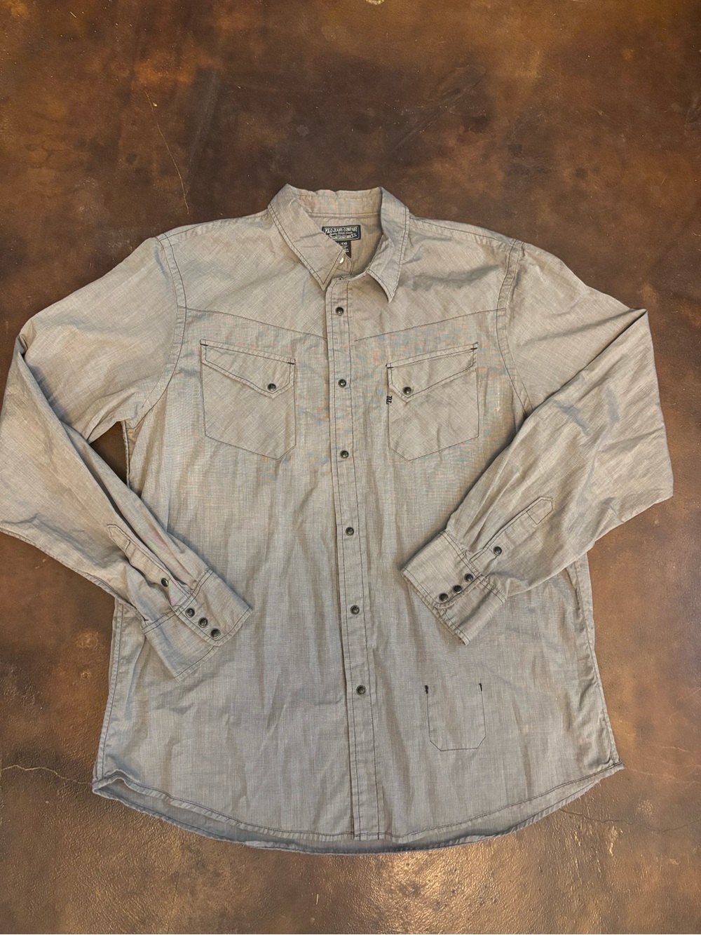 vintage Polo Jeans Company by Ralph Lauren men's gray western snap button shirt